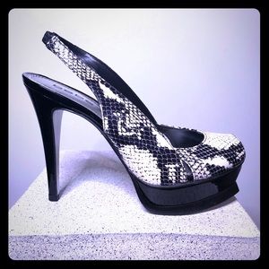 BeBe Zahara Black and White Snake Heel Size 7 -NIB